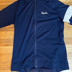 Rapha Navy Blue Cycling Jersey with White Sleeve Accent